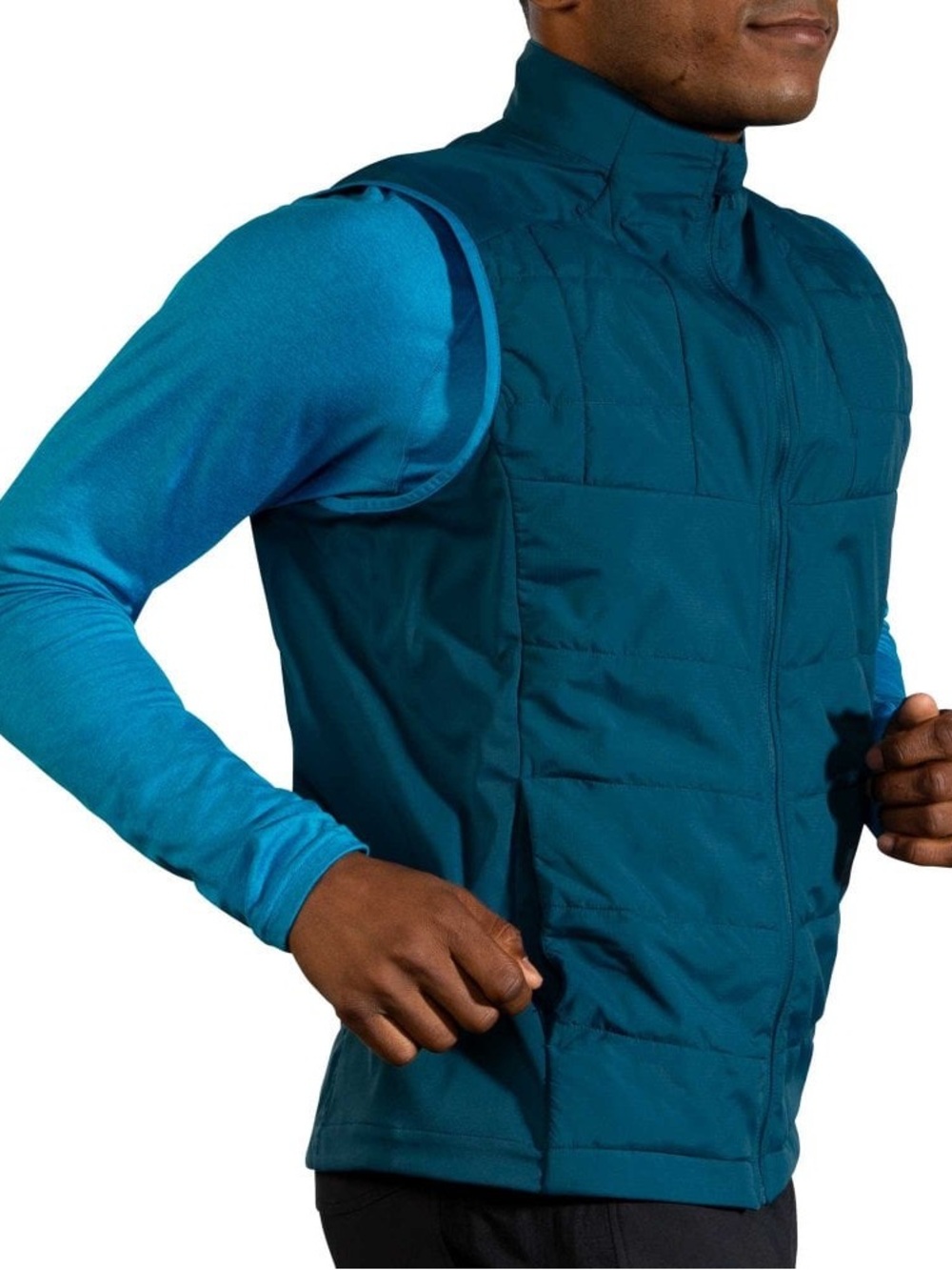 Brooks Mens Running Jacket Cascadia Thermal Vest $110 Retail Teal
